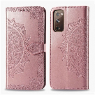 Capa De Couro Para Samsung Galaxy S20 FE Mandala Idade Média