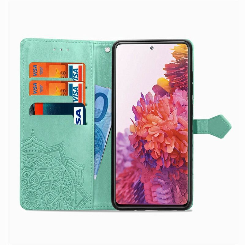 Capa De Couro Para Samsung Galaxy S20 FE Mandala Idade Média