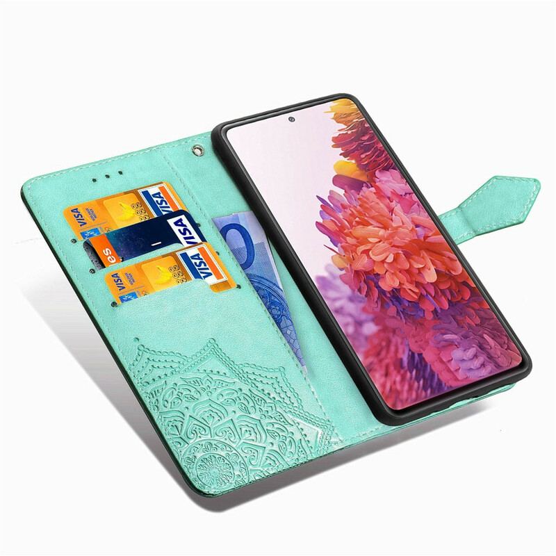 Capa De Couro Para Samsung Galaxy S20 FE Mandala Idade Média