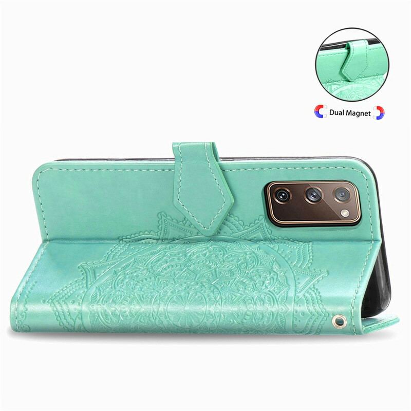Capa De Couro Para Samsung Galaxy S20 FE Mandala Idade Média