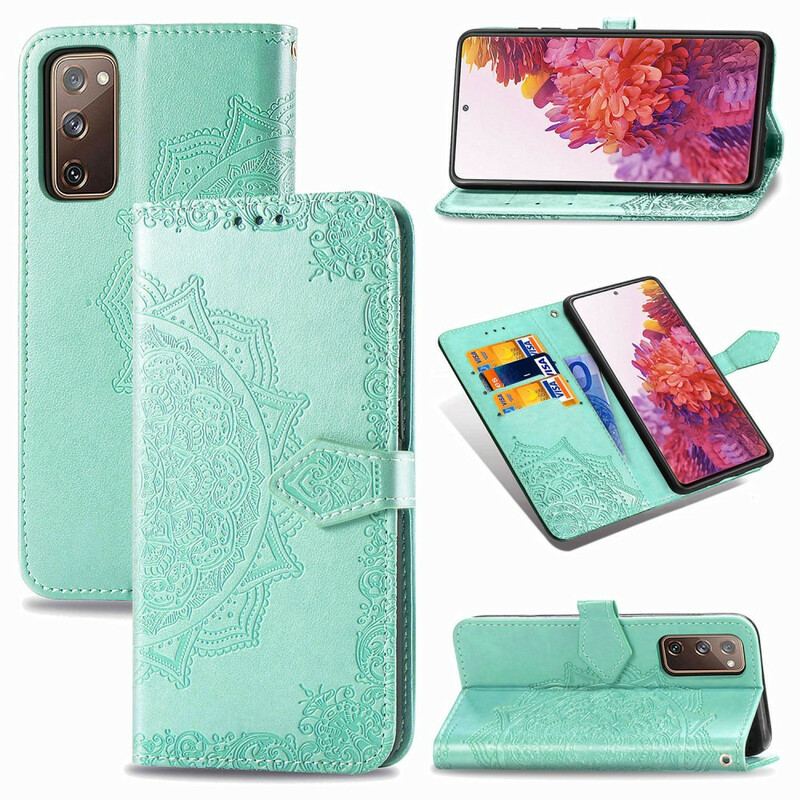 Capa De Couro Para Samsung Galaxy S20 FE Mandala Idade Média