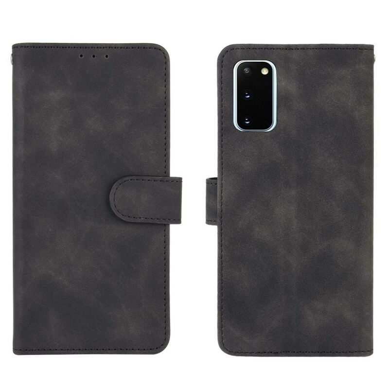Capa De Couro Para Samsung Galaxy S20 FE Toque De Pele