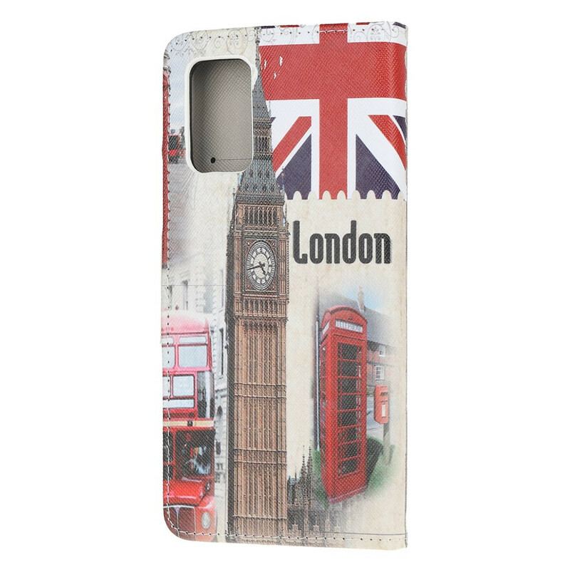 Capa De Couro Para Samsung Galaxy S20 FE Vida Em Londres