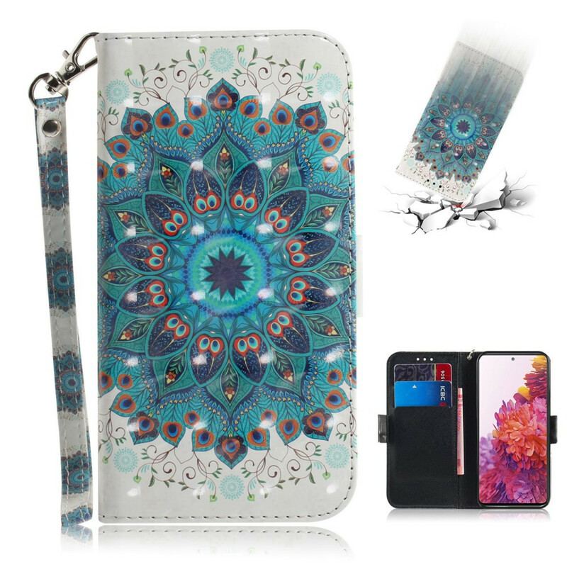 Capa Em Pele Para Samsung Galaxy S20 FE De Cordão Mandala Magistral Com Alça