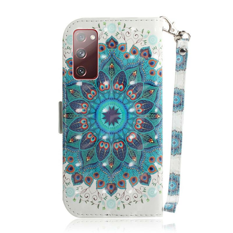 Capa Em Pele Para Samsung Galaxy S20 FE De Cordão Mandala Magistral Com Alça