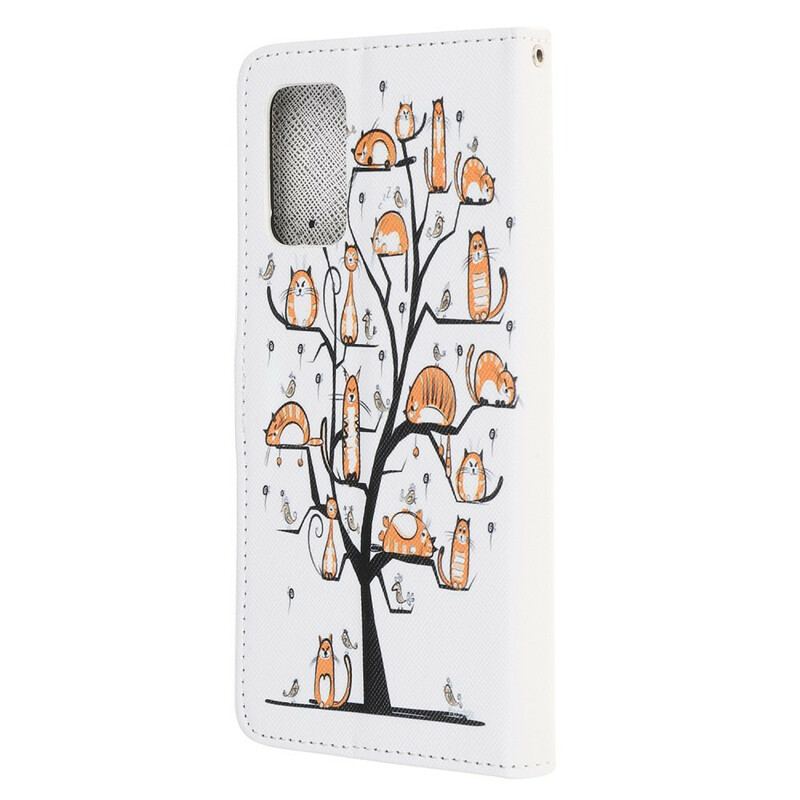 Capa Flip Para Samsung Galaxy S20 FE De Cordão Gatos Divertidos Com Alça