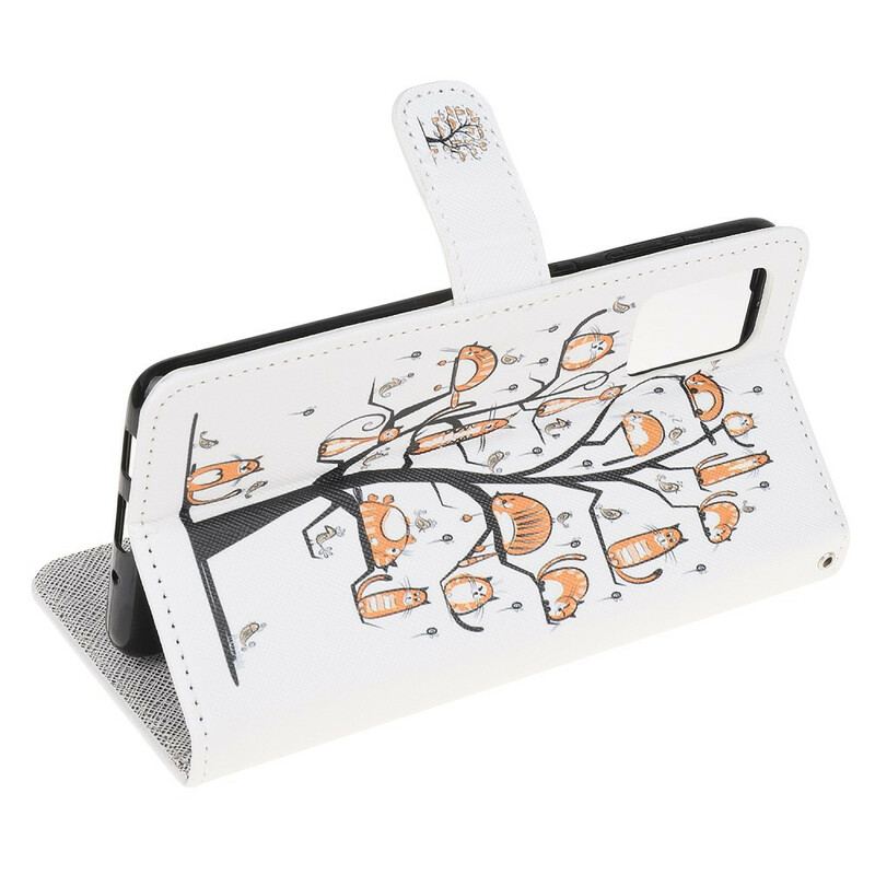 Capa Flip Para Samsung Galaxy S20 FE De Cordão Gatos Divertidos Com Alça