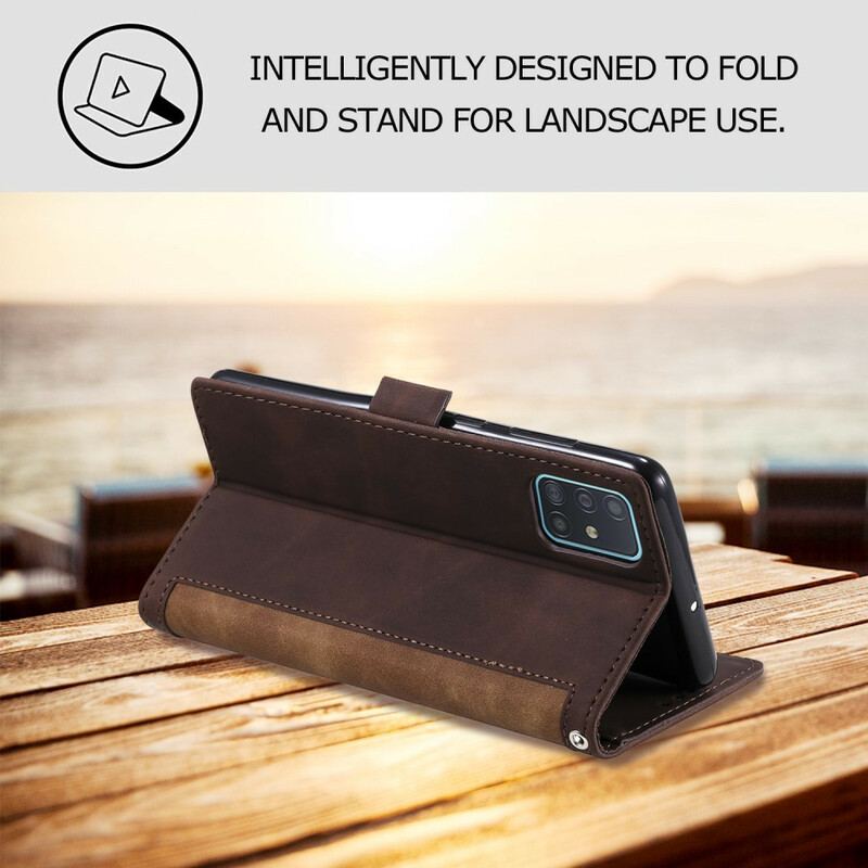 Capa Flip Para Samsung Galaxy S20 FE Couro Sintético Simples Reforçado Em Dois Tons