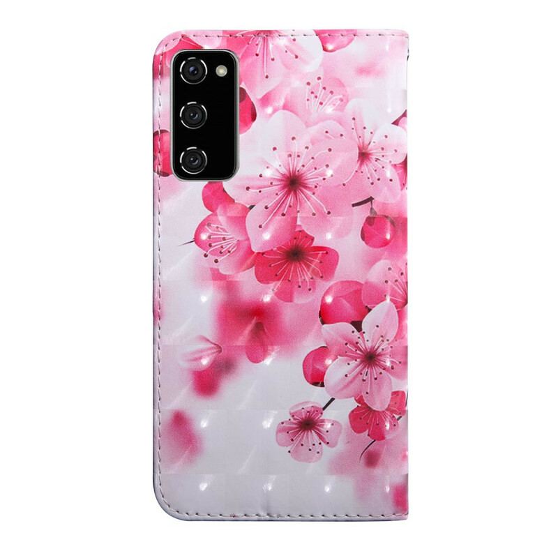 Capa Flip Para Samsung Galaxy S20 FE Flores Cor De Rosa