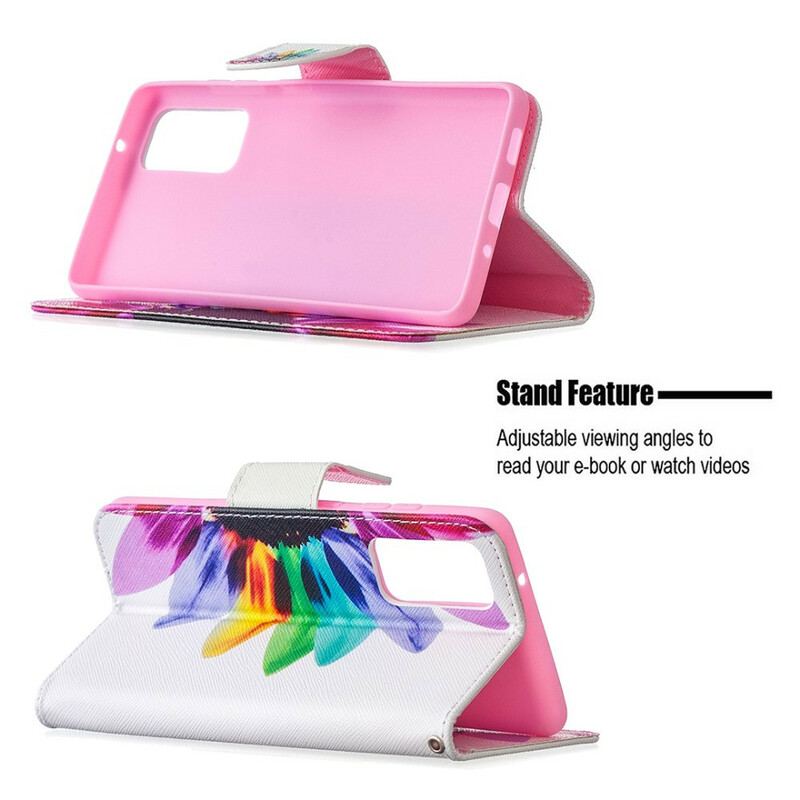 Capa Folio Para Samsung Galaxy S20 FE Flor Aquarela