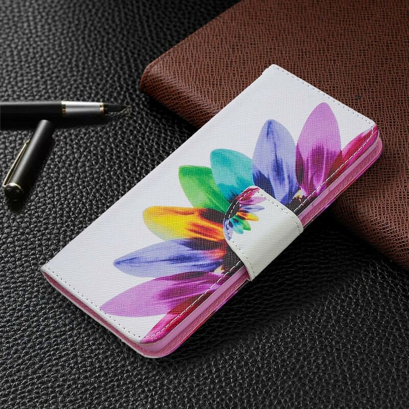 Capa Folio Para Samsung Galaxy S20 FE Flor Aquarela
