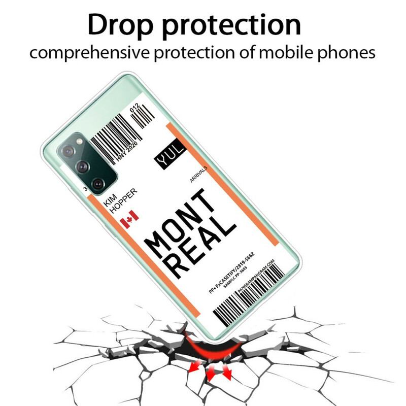 Capa Para Samsung Galaxy S20 FE Cartão De Embarque Para Montreal