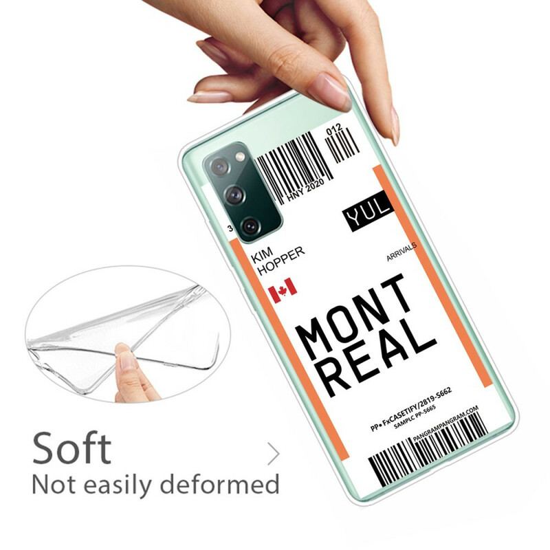 Capa Para Samsung Galaxy S20 FE Cartão De Embarque Para Montreal