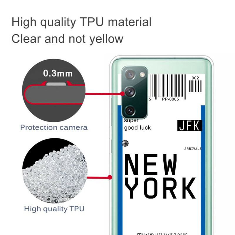 Capa Para Samsung Galaxy S20 FE Cartão De Embarque Para Nova York