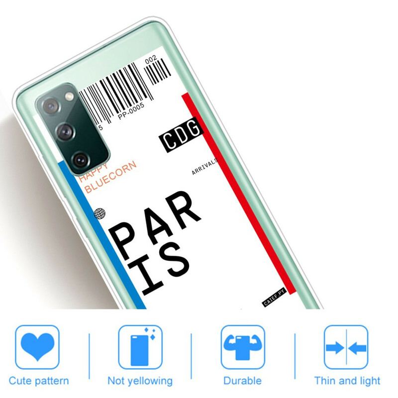 Capa Para Samsung Galaxy S20 FE Cartão De Embarque Para Paris