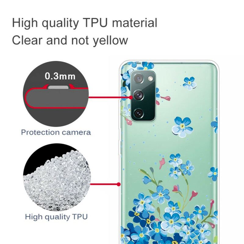 Capa Para Samsung Galaxy S20 FE Flores Azuis