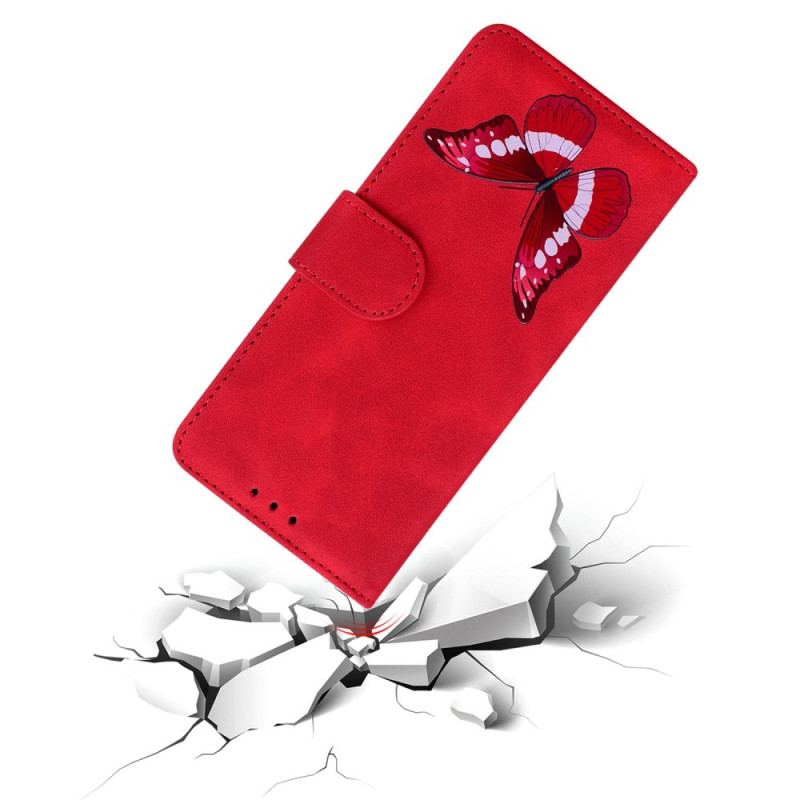 Capa De Couro Para Oppo Reno 8 Pro Borboleta