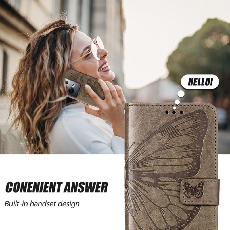 Capa De Couro Para Oppo Reno 8 Pro De Cordão Borboleta De Tiras Barroca