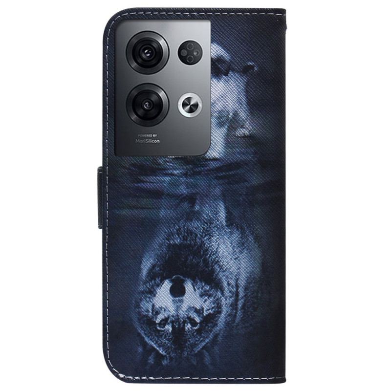Capa Flip Para Oppo Reno 8 Pro De Cordão Sonho De Cachorrinho Strappy