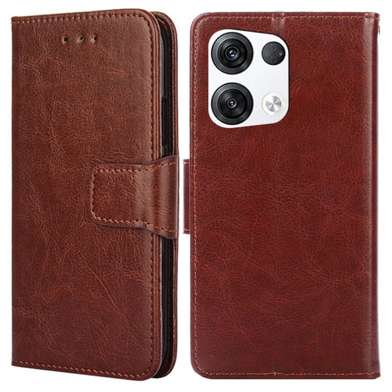 Capa Flip Para Oppo Reno 8 Pro Couro Sintético Retrô