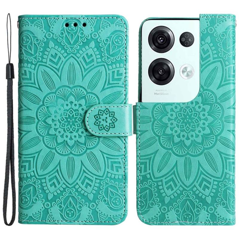 Capa Folio Para Oppo Reno 8 Pro De Cordão Girassol Strappy