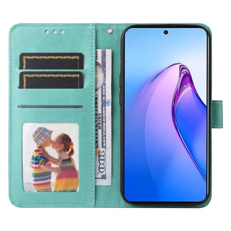 Capa Folio Para Oppo Reno 8 Pro De Cordão Girassol Strappy