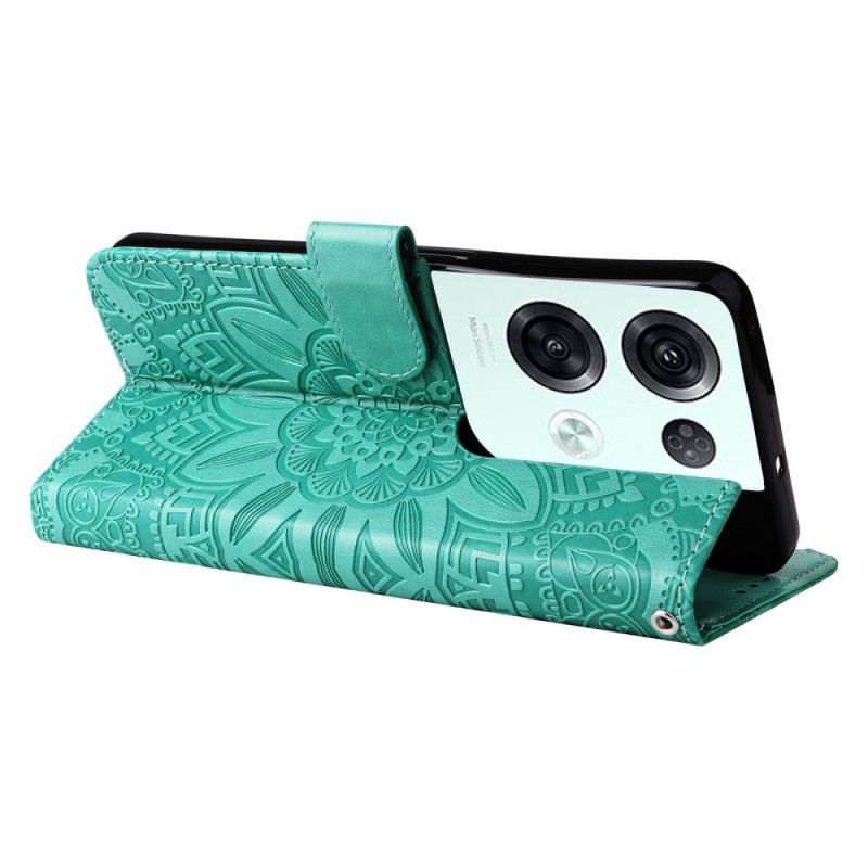 Capa Folio Para Oppo Reno 8 Pro De Cordão Girassol Strappy