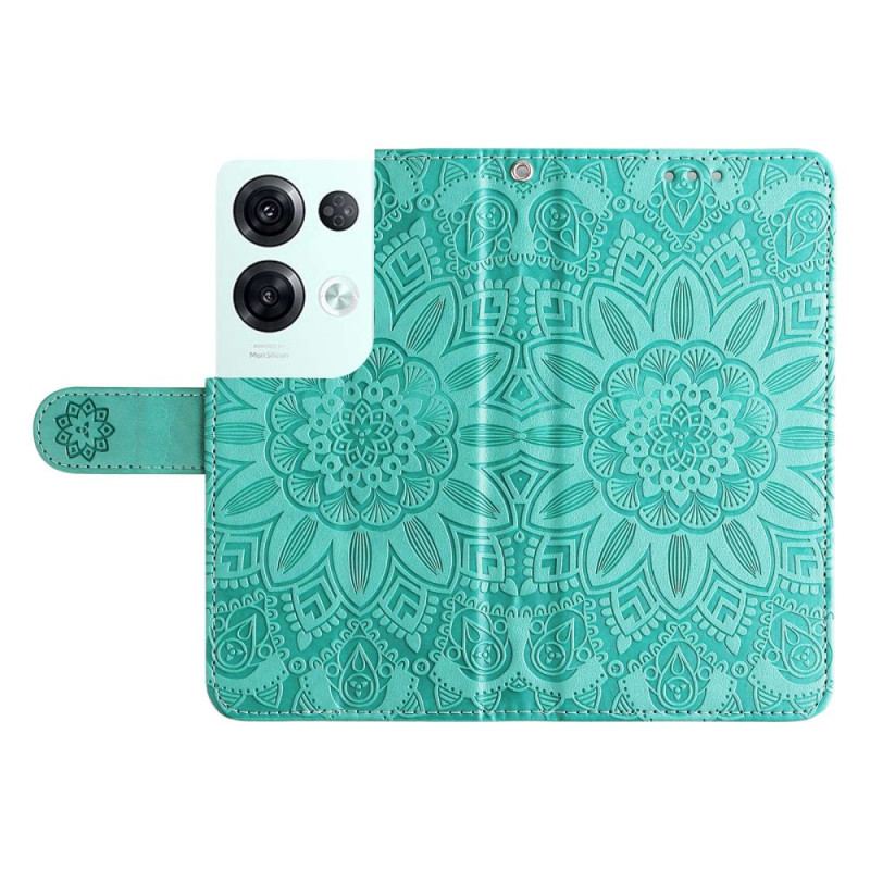 Capa Folio Para Oppo Reno 8 Pro De Cordão Girassol Strappy