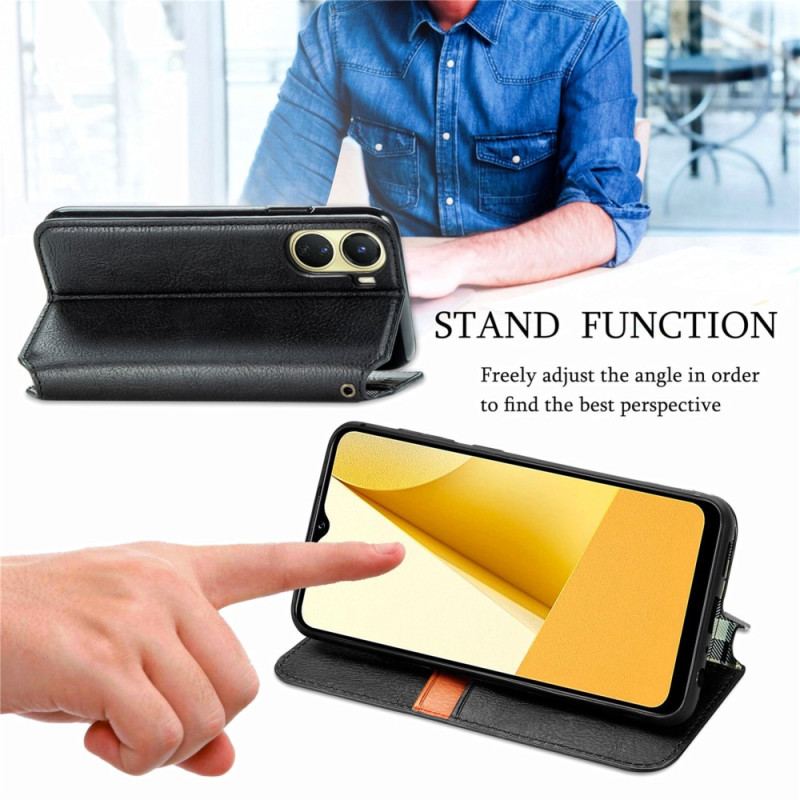 Capa De Celular Para Vivo Y16 Flip Padrão 3d