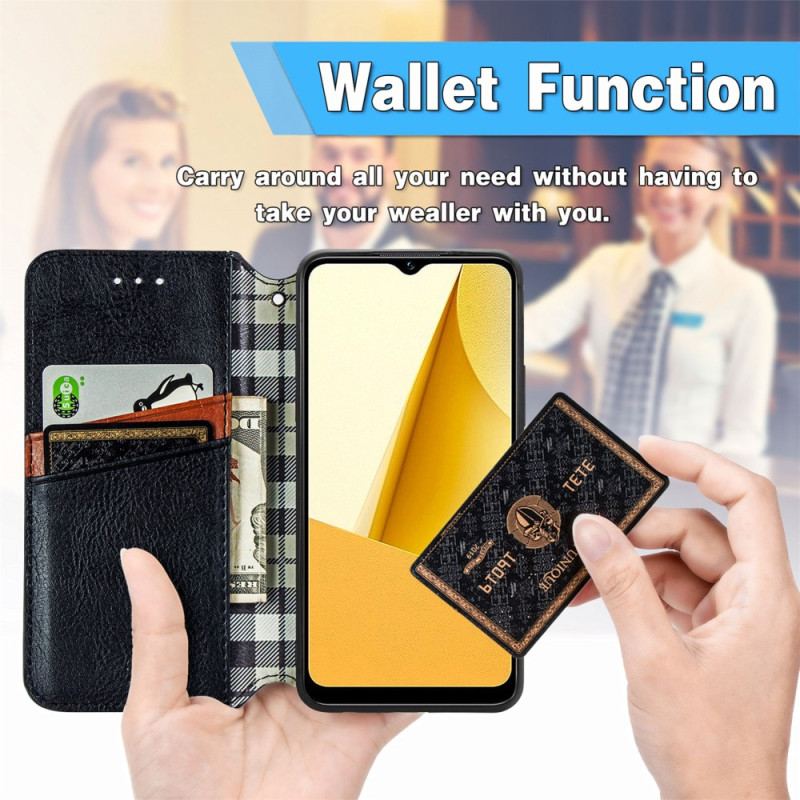 Capa De Celular Para Vivo Y16 Flip Padrão 3d