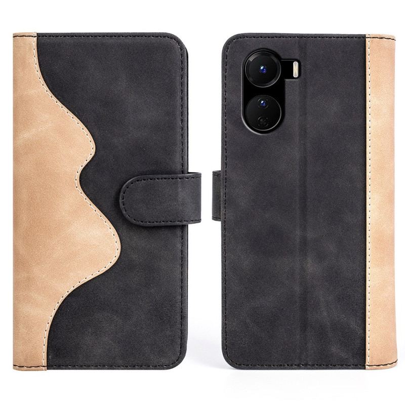 Capa De Couro Para Vivo Y16 Estilo De Couro Ondulado