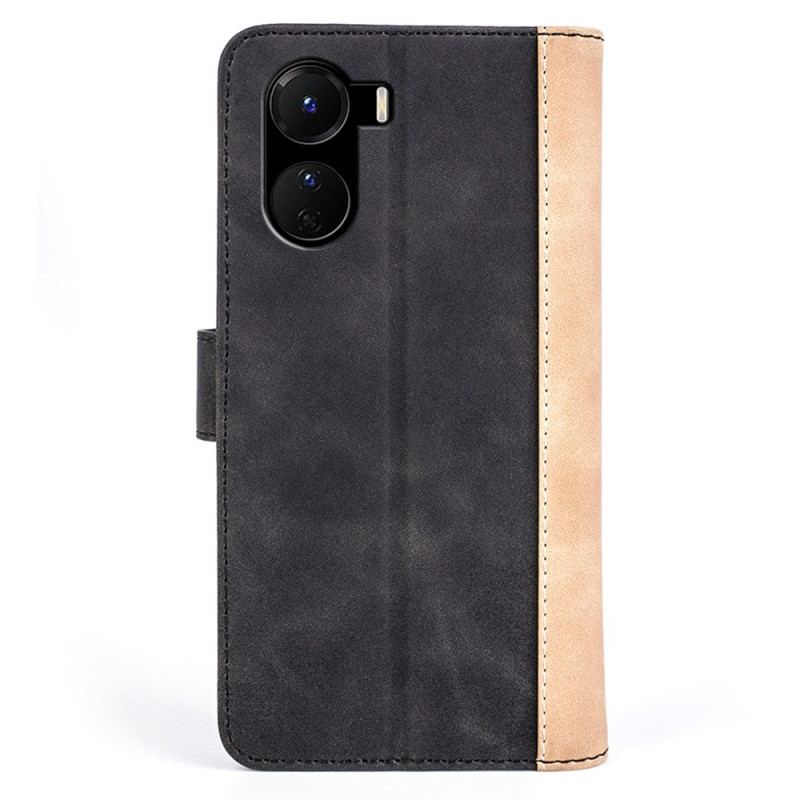 Capa De Couro Para Vivo Y16 Estilo De Couro Ondulado