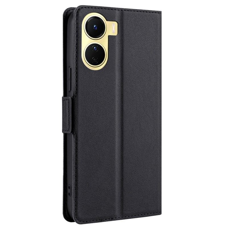 Capa De Couro Para Vivo Y16 Fecho Duplo Finesse