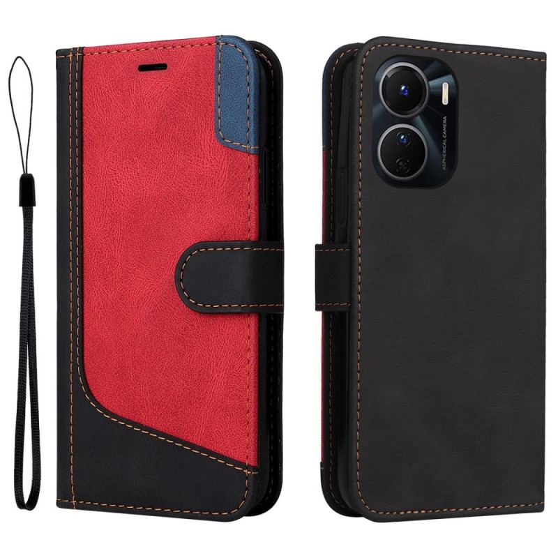 Capa Flip Para Vivo Y16 De Cordão Cinta Tricolor