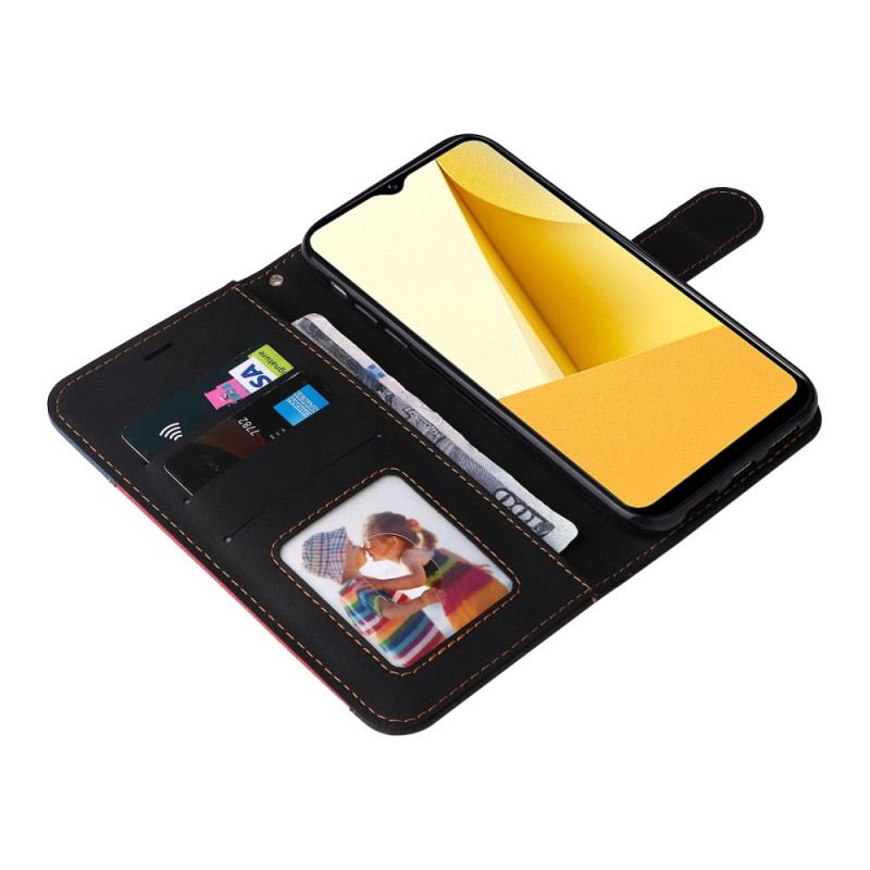 Capa Flip Para Vivo Y16 De Cordão Cinta Tricolor
