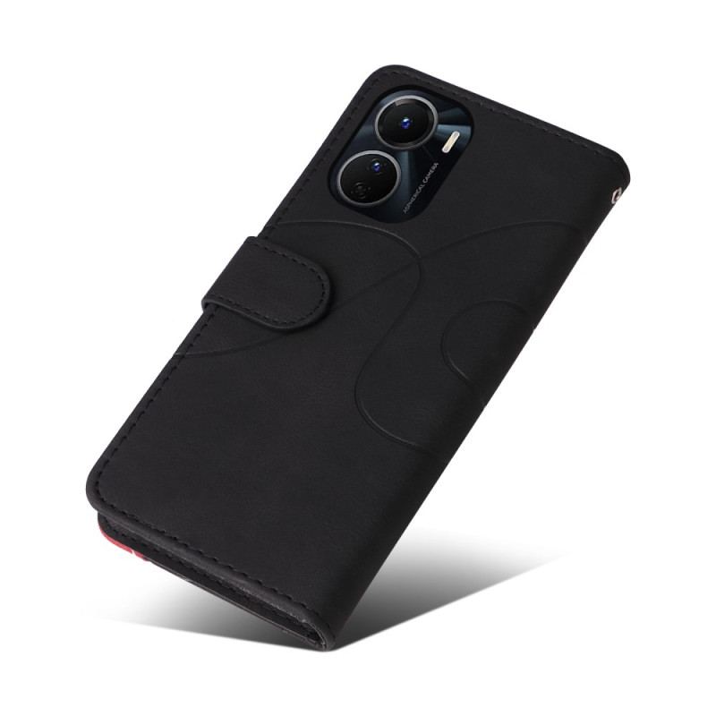 Capa Flip Para Vivo Y16 De Cordão Correia De Dois Tons