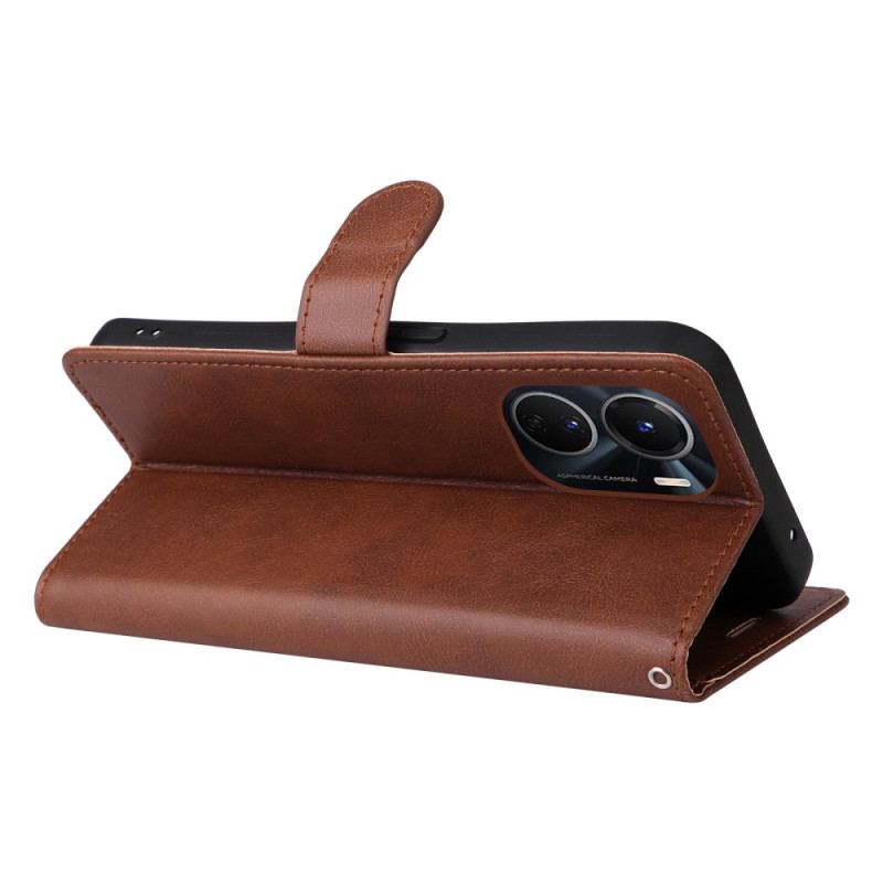 Capa Flip Para Vivo Y16 De Cordão Estilo De Couro Com Tiras