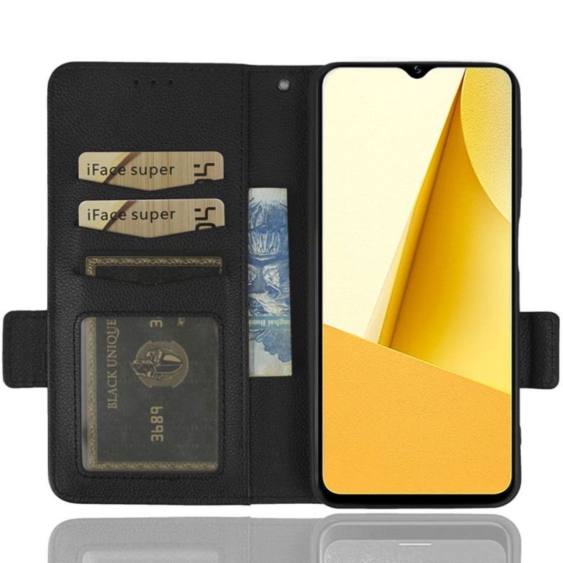 Capa Flip Para Vivo Y16 Fecho Duplo De Lichia De Couro Falso