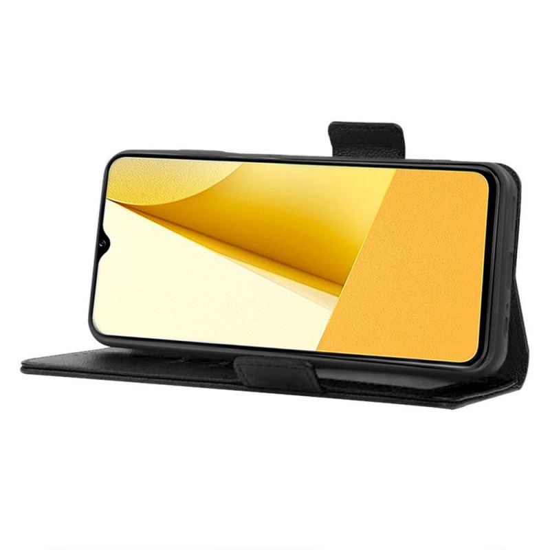 Capa Flip Para Vivo Y16 Fecho Duplo De Lichia De Couro Falso