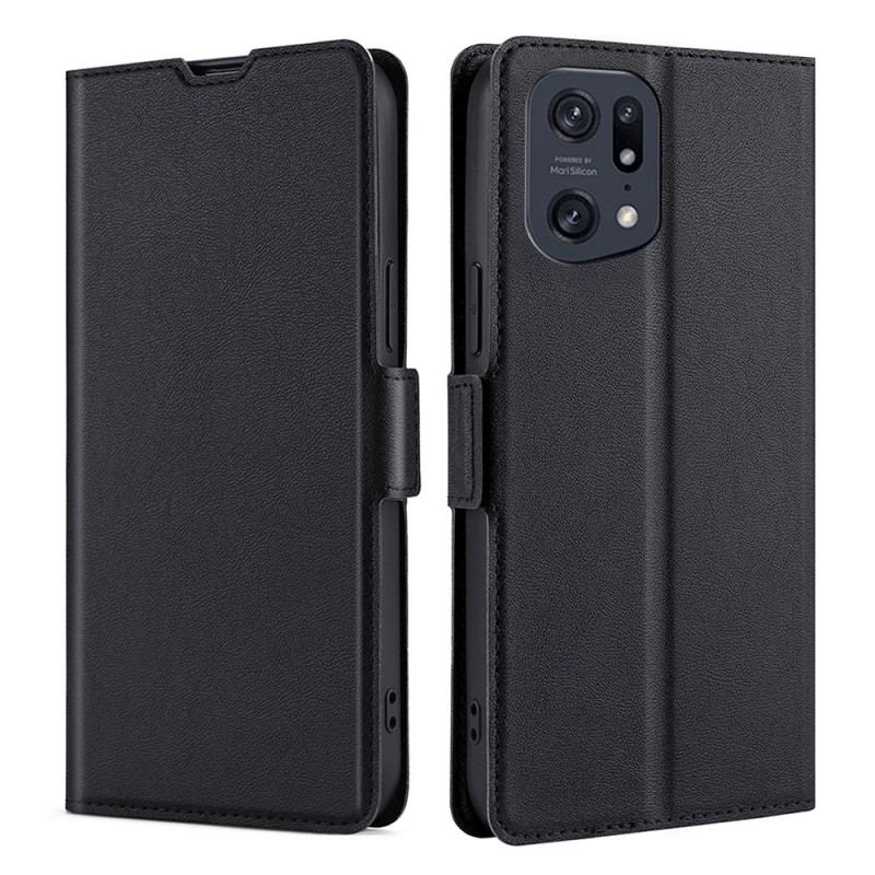 Capa De Celular Para Oppo Find X5 Pro Flip Efeito Couro