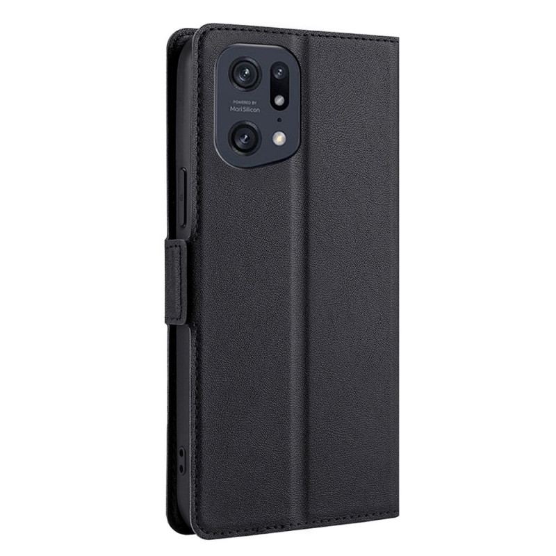 Capa De Celular Para Oppo Find X5 Pro Flip Efeito Couro