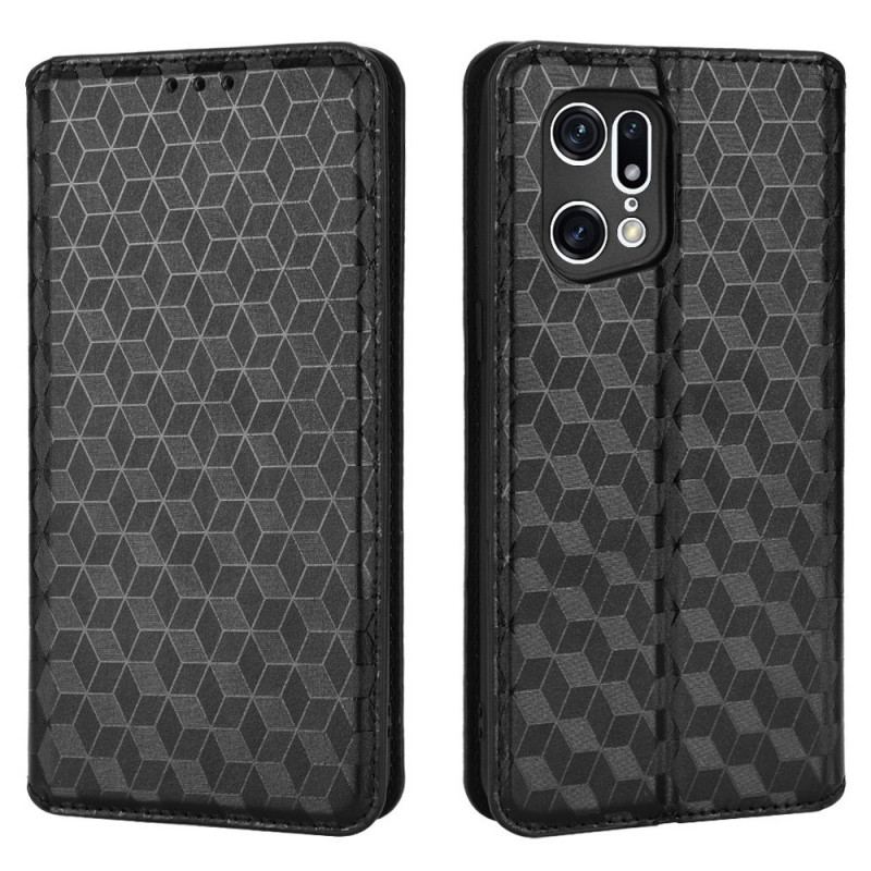 Capa De Celular Para Oppo Find X5 Pro Flip Efeito Couro Diamante 3d