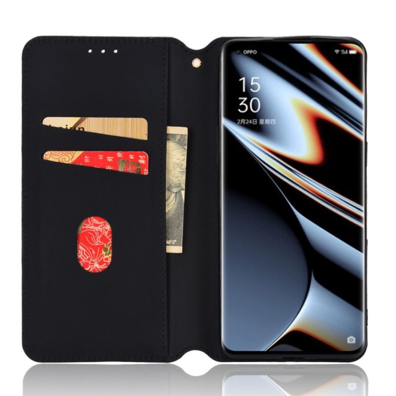 Capa De Celular Para Oppo Find X5 Pro Flip Efeito Couro Diamante 3d
