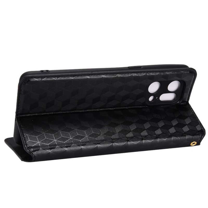 Capa De Celular Para Oppo Find X5 Pro Flip Efeito Couro Diamante 3d