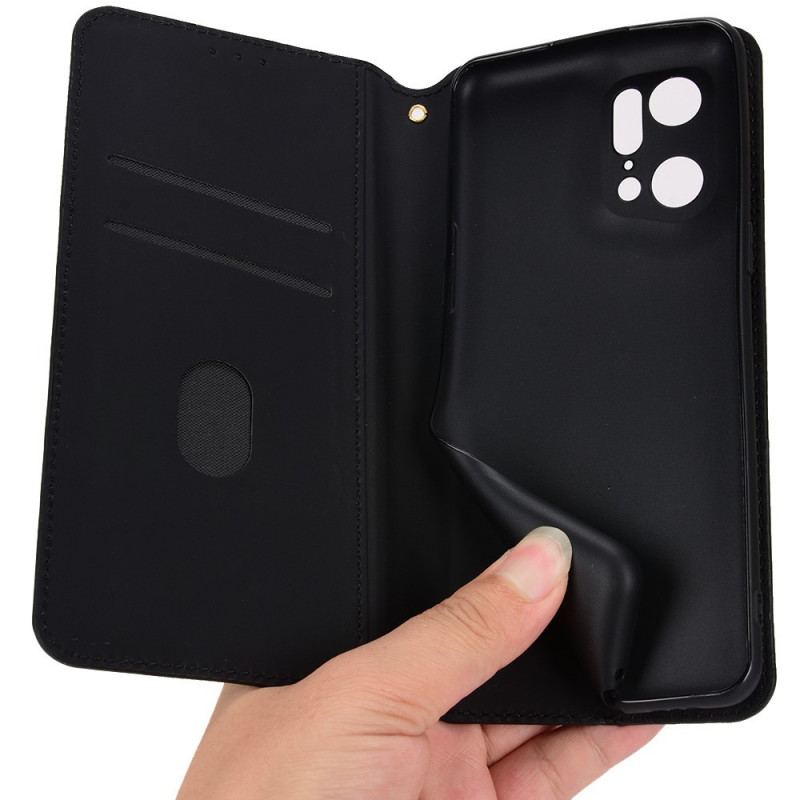 Capa De Celular Para Oppo Find X5 Pro Flip Efeito Couro Diamante 3d