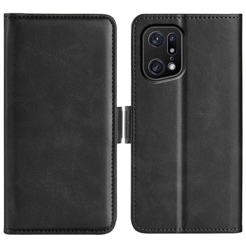 Capa De Couro Para Oppo Find X5 Pro Fecho Duplo