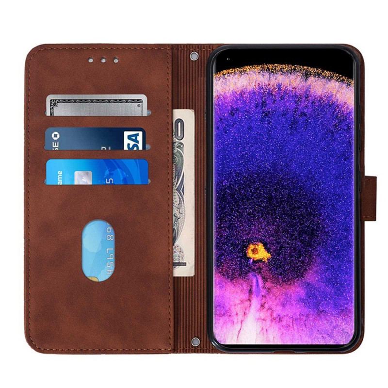 Capa De Couro Para Oppo Find X5 Pro Triângulos Com Alça De Ombro