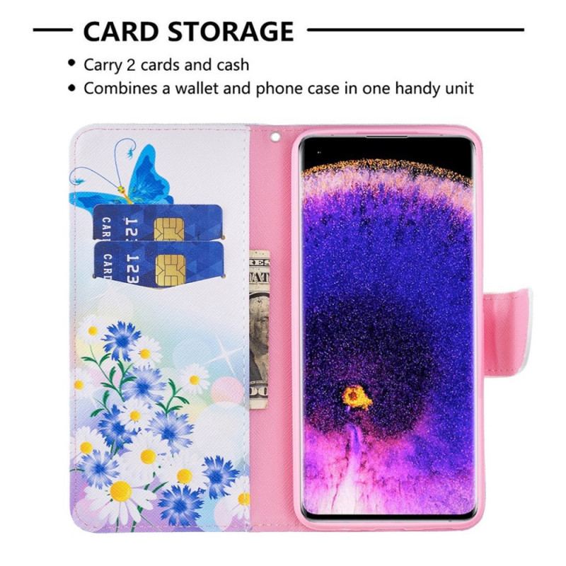 Capa Flip Para Oppo Find X5 Pro Aquarela Borboletas