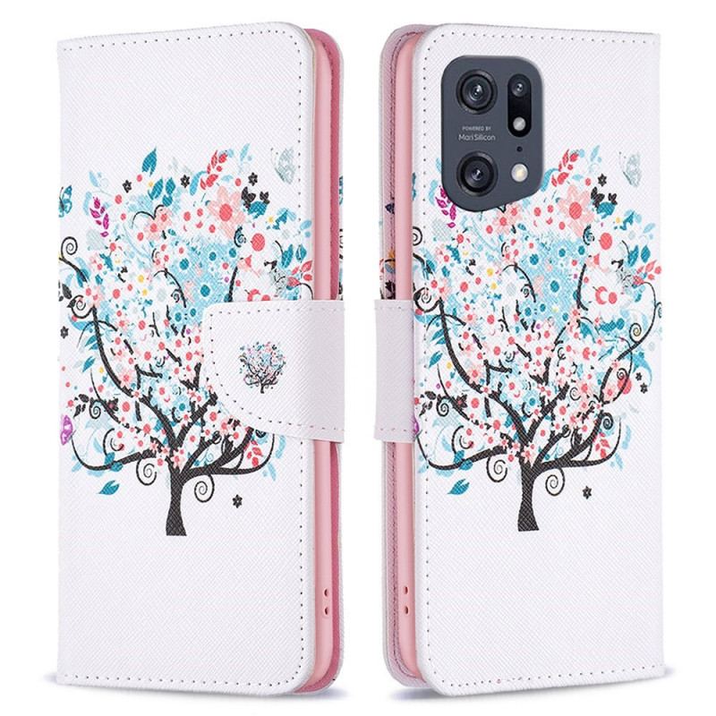 Capa Flip Para Oppo Find X5 Pro Árvore Florida