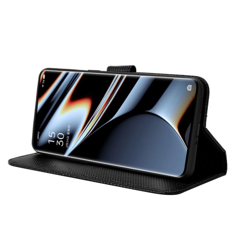 Capa Flip Para Oppo Find X5 Pro De Cordão Couro Falso Estiloso Com Tiras
